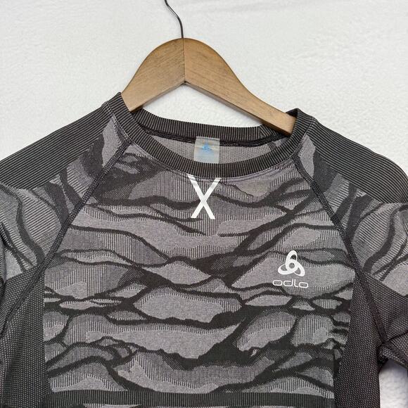 Odlo Shirt Women's Large Black Gray Running Compression Training Workout Gym - Picture 2 of 9